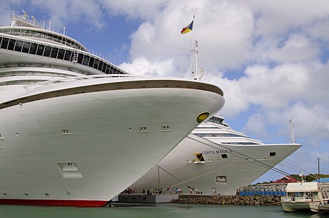 Cruise ships in St. Johns, Antigua, Leeward Islands, West Indies, Caribbean, Central America