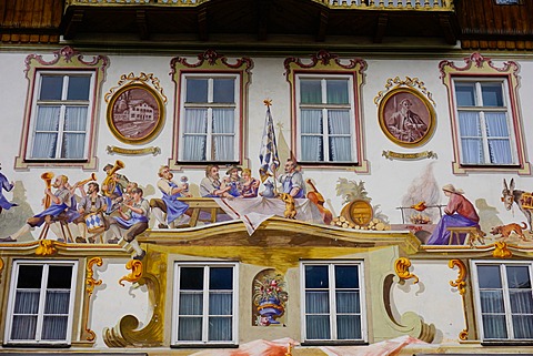 The famous painted houses of Oberammergau, Bavaria, Germany, Europe