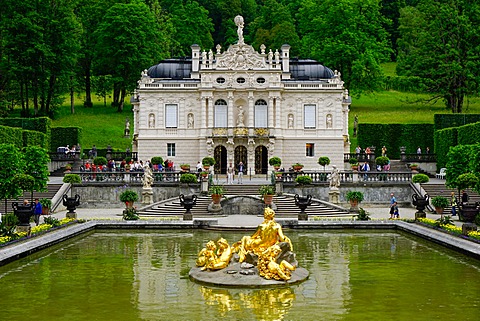 Palace of Linderhof, royal villa of King Ludwig the Second, Bavaria, Germany, Europe