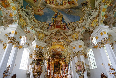 The Weiskirche (White Church), UNESCO World Heritage Site, near Fussen, Bavaria, Germany, Europe