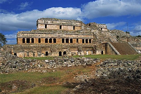 The Palace, Puuc Mayan site of Sayil near Uxmal, Sayil, Yucatan, Mexico, North America