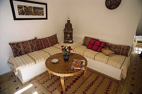 Interior, Villa Maroc, a famous hotel, Essaouira, Morocco, North Africa, Africa