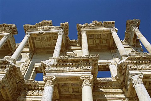 Reconstructed Library of Celsus, archaeological site, Ephesus, Anatolia, Turkey, Asia Minor