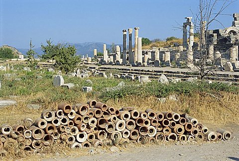 Drainpipes, 2000 years old, archaeological site, Ephesus, Anatolia, Turkey, Asia Minor