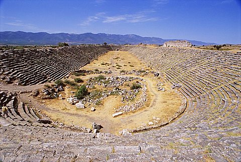 The Roman Stadium, the biggest and best preserved stadium in the world, archaeological site, Aphrodisias, Anatolia, Turkey, Asia Minor