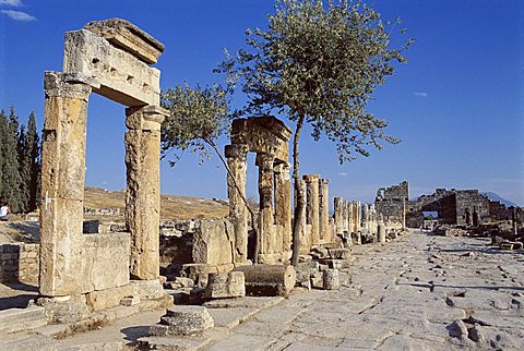 Archaeological site, Hierapolis, Pamukkale, UNESCO World Heritage Site, Anatolia, Turkey, Asia Minor