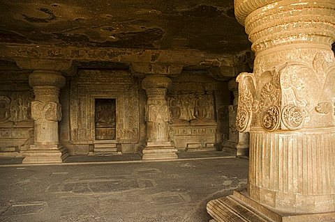 The Ellora Caves, temples cut into solid rock, UNESCO World Heritage Site, near Aurangabad, Maharashtra, India, Asia