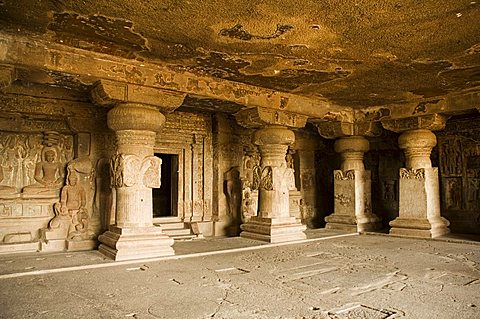 The Ellora Caves, temples cut into solid rock, UNESCO World Heritage Site, near Aurangabad, Maharashtra, India, Asia