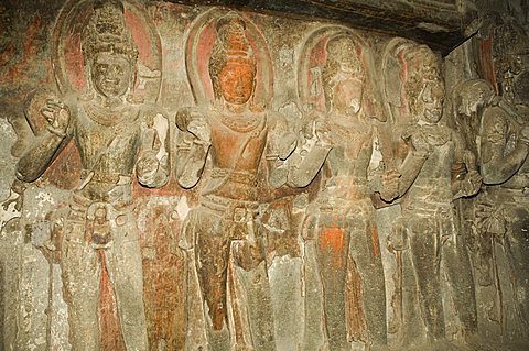 The Ellora Caves, temples cut into solid rock, UNESCO World Heritage Site, near Aurangabad, Maharashtra, India, Asia