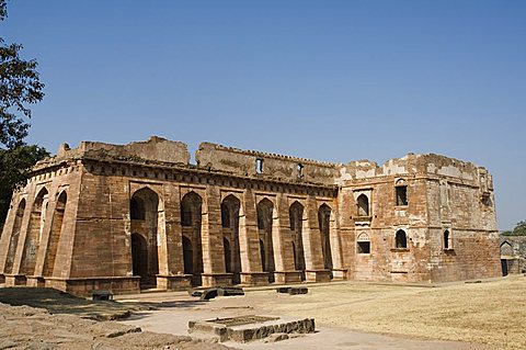 Hindola Mahal or Swinging Palace in the Royal Enclave, Mandu, Madhya Pradesh state, India, Asia