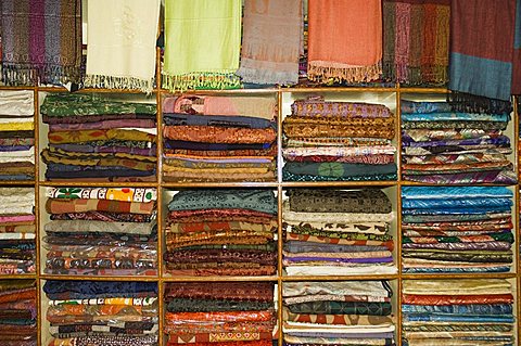 Wonderful Rajasthani fabric shops, Udaipur, Rajasthan state, India, Asia