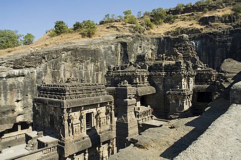 The Ellora Caves, temples cut into solid rock, near Aurangabad, Maharashtra, India