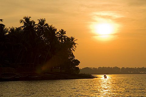 Sunset over the Tiracol River, Goa, India