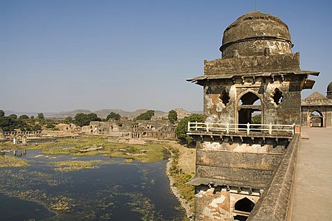 The Jahaz Mahal or Ships Palace in the Royal Enclave, Mandu, Madhya Pradesh, India