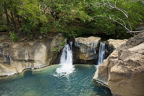 Waterfall on the Colorado River, Hacienda Guachipelin, near Rincon de la Vieja National Park, Guanacaste, Costa Rica, Central America