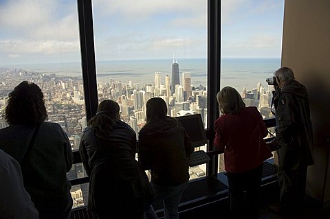 View of Chicago from the Sears Tower Sky Deck, Chicago, Illinois, USA