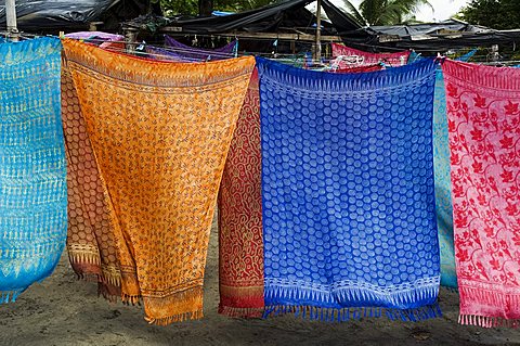 Colourful beach wraps for sale, Manuel Antonio, Costa Rica, Central America