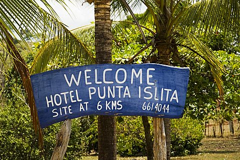 Welcome sign at Punta Islita Airstrip, Costa Rica, Central America