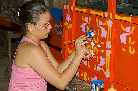 The crafts town of Sarchi famous for its decorative painting and ox carts, Central Highlands, Costa Rica, Central America