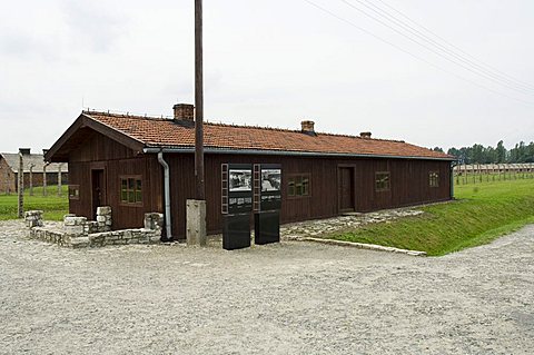 Selection shed where prisoners were unloaded and separated into able bodied men, kept for work, and woman and children who were taken to gas chambers, Auschwitz second concentration camp at Birkenau, UNESCO World Heritage Site, near Krakow (Cracow), Polan