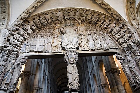 Details from the Porch of La Gloria, a masterpiece of Romanesque art, Santiago cathedral, UNESCO World Heritage Site, Santiago de Compostela, Galicia, Spain, Europe