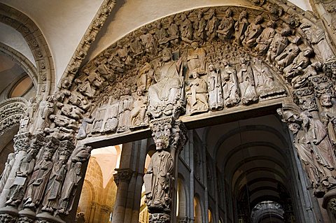 Details from the Porch of La Gloria, a masterpiece of Romanesque art, Santiago cathedral, UNESCO World Heritage Site, Santiago de Compostela, Galicia, Spain, Europe