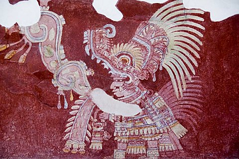 Murals at Teotihuacan, site dating from 150AD to 600AD and later used by the Aztecs, UNESCO World Heritage Site, north of Mexico City, Mexico, North America