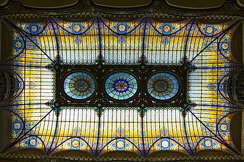 Tiffany ceiling in Gran Hotel, Zocalo, Mexico City, Mexico, North America