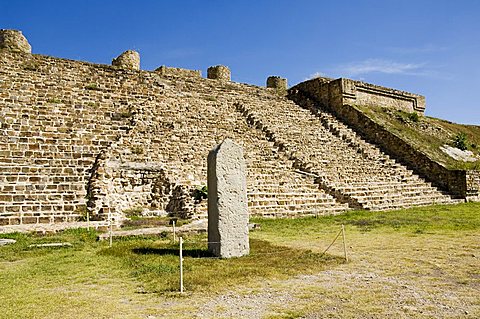 A stela at the ancient Zapotec city of Monte Alban, UNESCO World Heritage Site, near Oaxaca City, Oaxaca, Mexico, North America