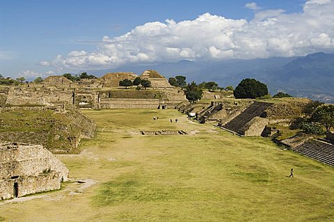 Looking north across the ancient Zapotec city of Monte Alban, UNESCO World Heritage Site, near Oaxaca City, Oaxaca, Mexico, North America