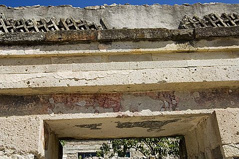 Old mural painting, Mitla, ancient Mixtec site, Oaxaca, Mexico, North America