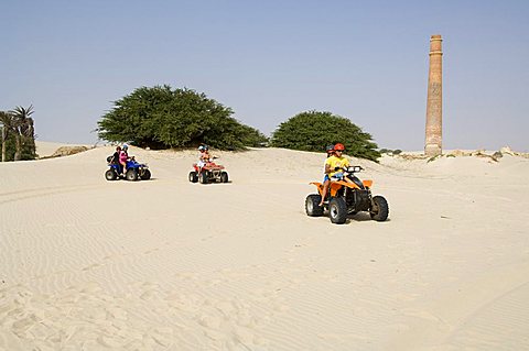 Tourists on quad motorbikes, Praia de Chaves (Chaves Beach), Boa Vista, Cape Verde Islands, Africa