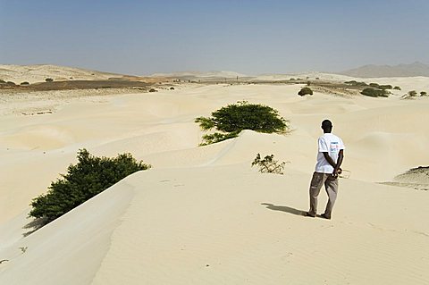 Desert and sand dunes in the middle of Boa Vista, Cape Verde Islands, Africa