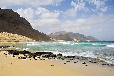 Deserted beach at Praia Grande, Sao Vicente, Cape Verde Islands, Africa