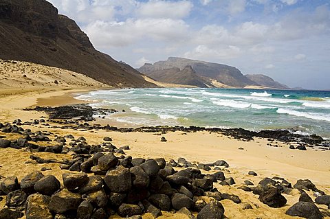 Deserted beach at Praia Grande, Sao Vicente, Cape Verde Islands, Africa