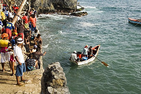 Fishermen at Pedra Badejo, Santiago, Cape Verde Islands, Africa