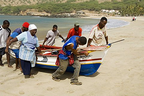 Fishing boats, Tarrafal, Santiago, Cape Verde Islands, Africa