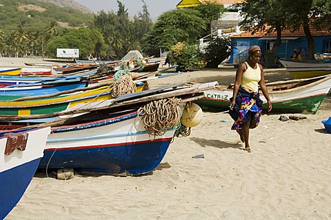 Fishing boats, Tarrafal, Santiago, Cape Verde Islands, Africa