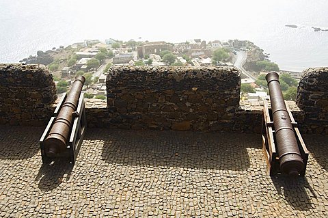 Overlooking Cidade Velha from the Fortress of Sao Filipe, Santiago, Cape Verde Islands, Africa