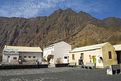 Local school in the volcanic caldera, Fogo (Fire), Cape Verde Islands, Africa