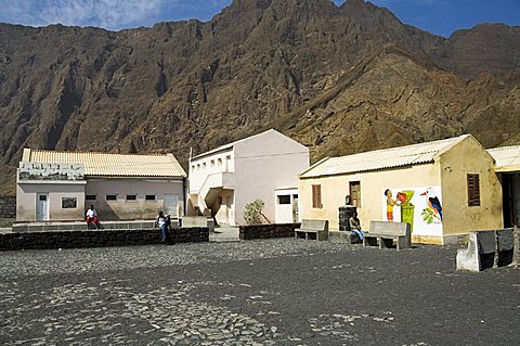 Local school in the volcanic caldera, Fogo (Fire), Cape Verde Islands, Africa