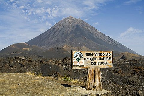 The volcano of Pico de Fogo in the background, Fogo (Fire), Cape Verde Islands, Africa