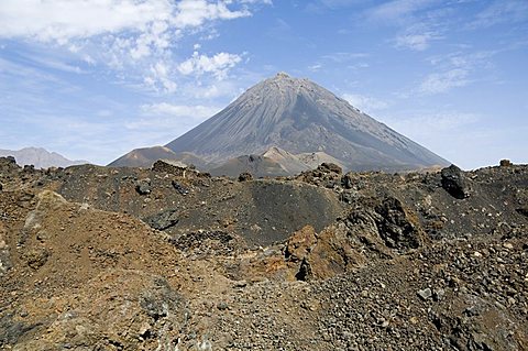 The volcano of Pico de Fogo in the background, Fogo (Fire), Cape Verde Islands, Africa