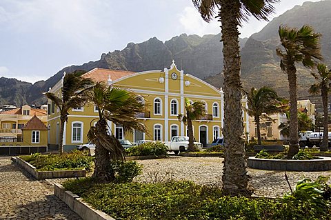 Beautifully restored municipal colonial building, Ponto do Sol, Ribiera Grande, Santo Antao, Cape Verde Islands, Africa