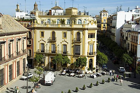 The famous El Giraldillo restaurant, Plaza Virgen de los Reyes, Santa Cruz district, Seville, Andalusia, Spain, Europe