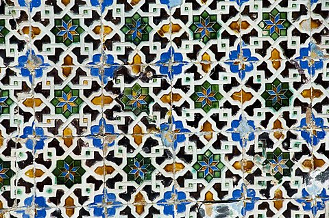 Azulejos tiles in the Mudejar style, Casa de Pilatos, Santa Cruz district, Seville, Andalusia, Spain, Europe