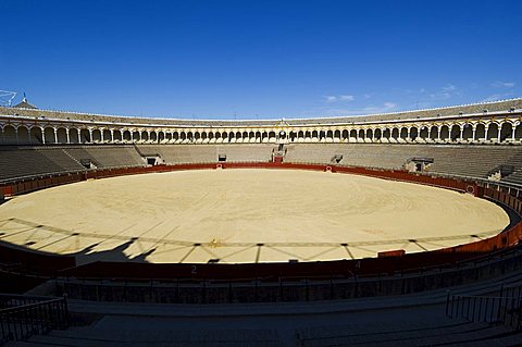 Inside the Bull Ring, Plaza de Toros De la Maestranza, El Arenal district, Seville, Andalusia, Spain, Europe