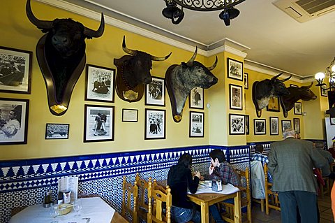 Tapas bar and restaurant in the El Arenal area near the bull ring, Seville, Andalusia, Spain, Europe