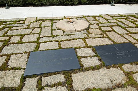 Tomb of John F. Kennedy and Jackie Kennedy at Arlington National Cemetery, Arlington, Virginia, United States of America, North America