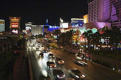 The Strip (Las Vegas Boulevard) at night, Las Vegas, Nevada, United States of America, North America